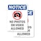 Signmission No Photos Or Video Allowed Sign With Symbol, 7 in W x Rectangle, Vinyl Decal OS-2PACK-NS-D-710-V-14753 - alternate 1